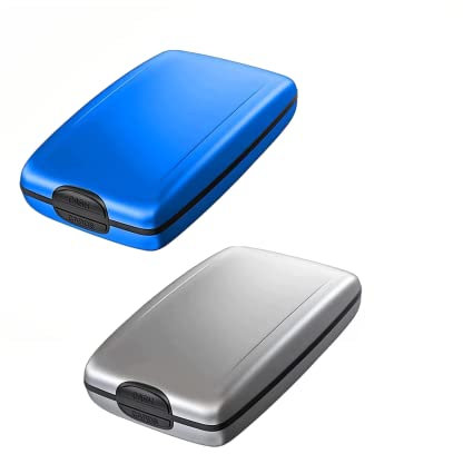 Yeehliny Kreditkartenetui aus Aluminium Portemonnaie Etuis RFID Sichere EIN- und Auszahlungen Geldbörse RFID-blockierender Halter Brieftasche RFID Blockierung Kartenetui für Damen Herren (2PC-N)