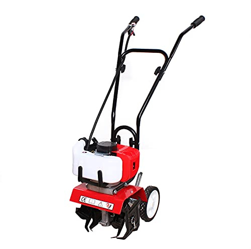 ROMYIX 52CC Giardino Motozappa Motore 2HP 2 Tempi Prato Coltivatore di Terreno Motore Rotovator, Mini Motozappa a Gas Coltivatore di Terreno Strumento di Coltivazione Yard Garden Farm