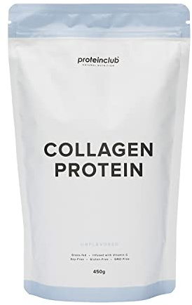 proteinclub Collagen Protein Hydrolysat Pulver aus Weidehaltung & Grasfütterung | + Vitamin C | Geschmacksneutral | Nahrungsergänzungsmittel | Ohne Zusatzstoffe | Gluten- & Laktosefrei | 450g
