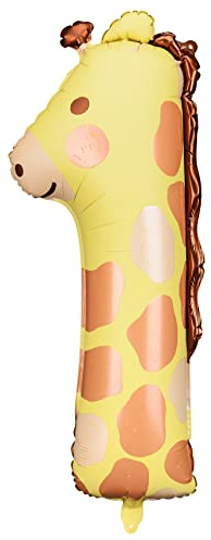 Ballon gonflable pour 1er anniversaire Taille XXL 1 girafe Ballon chiffre 1 Cadeau pour enfants Safari Jungle Décoration 1er anniversaire