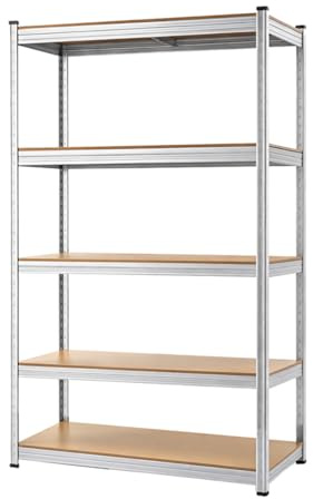 Jardin202 - Estantería Metálica con Baldas Ajustables | 5 Baldas | Carga 875 Kg | Unidad (Plata - Estantería)