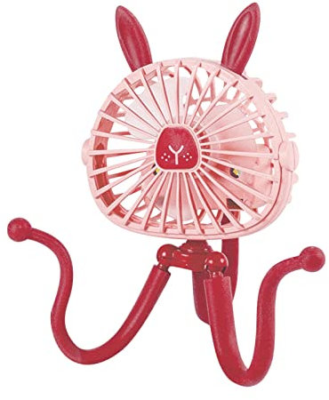 Ventilador portátil para cochecito, adorable ventilador de clip alimentado por USB, ventilador de pulpo de mano con trípode flexible y luz, 3 velocidades de flujo de aire fuerte, mini ventilador de