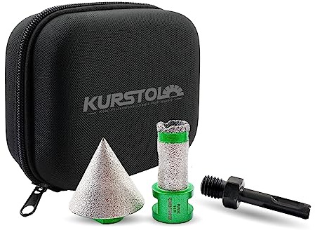 KURSTOL Diamond Core Drill Bits - 20MM Versatile Drilling Milling Bit+50MM Beveling Chamfer Bit+SDS Adapter to M14 thread Tile Hole Saw Kit for Porcelain Ceramic Tile Granite Marble Angle Grinder