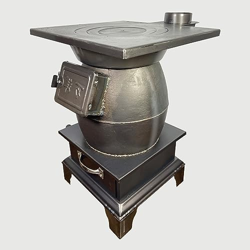 Poêle à Bois Petit en Fonte, Robuste pour Cuisine de Jardin, Camping en Voiture, Pellet, Noir