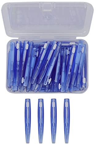 UPQRSG 60 Teilige Interdentalbürste, Nylondraht in Medizinischer Qualität, Praktisch und Effektiv Interdentalbürsten Zwischen Den Zähnen, Zahnbürste mit Flachen Kabelspangen(Blau)