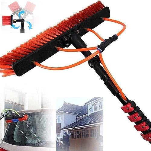 ZXSYYDS Window Washing Kit with Extension Pole Hose Attachment,Outdoor Window Cleaner Tool,Window Cleaning Pole, Solar Panel Cleaning Brush and Pole,3.6m/12FT-30cm