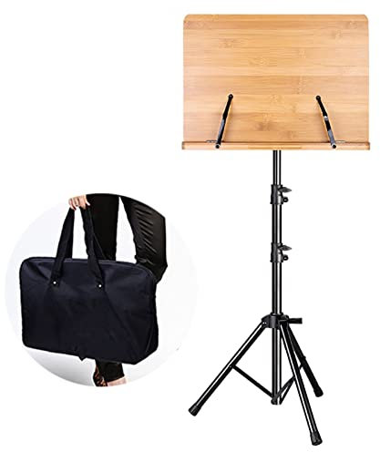 HJXGQJM Orchesterpult Aus Holz,Orchesterpult Notenständer Klappbare Mit Tragetasche, Ausziehbarer Notenständer, 2-in-1 Dual-Use Desktop Buchständer Notenständer(Wood Color)