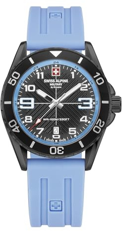 swiss alpine military Orologio analogico al quarzo da uomo 7029.1 silicone, Sw/Silicone/Sw-azzurro - 1871sam, cinghia