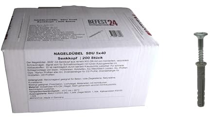 Nageldübel Schlagdübel Ø 5-6-8 mm Länge 30-160 mm | NYLON BEFEST24® Made in Germany (5x40)