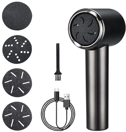 Jenngaoo Lima eléctrica para pies, removedor de callos de pies, pelador electrónico portátil, removedor de callos con 4 cabezales de molienda para mujeres y hombres, Negro