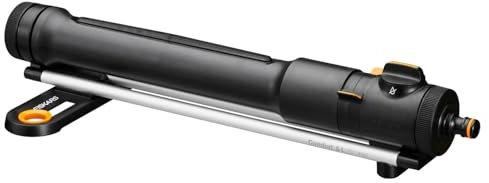 Fiskars Comfort Oszillierender Regner S–L, Inkl. herausnehmbarem Filter und Werkzeug zur Düsenreinigung, Sprinkler für 300-500 m², Schwarz/Orange, 1070833