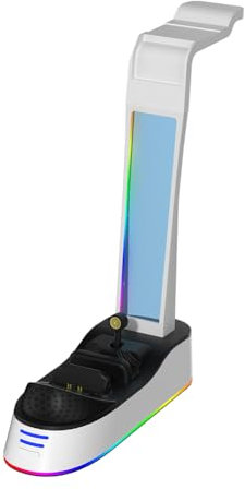 Fiorky Stazione di Ricarica PS5, Stazione di Ricarica Portatile Dock con Supporto for Cuffie for Controller PS5 Supporto di Ricarica Indicatore di Ricarica con Luce RGB for Console Gioco Sny
