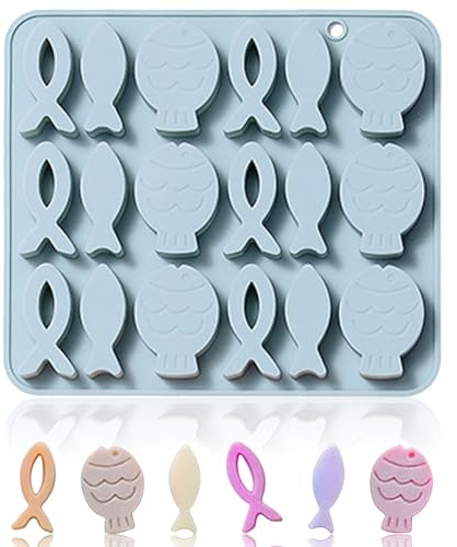 Silikonform Fisch, Silikonformen Backen 18 Gitter Schokoladenform Fisch Deko Fische Kommunion Ausstechformen Fondant Formen Multifunktionale Silikonform für Seife Kuchen Deko