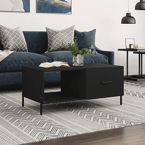 Gecheer Esstisch Couchtisch Stubentisch mit simplen Linien Küchentisch Esszimmertisch Speisetisch Tisch Küche Esszimmermöbel Beistelltisch 90 x 50 x 40 cm (B x T x H) Holzwerkstoff, Eisen Schwarz