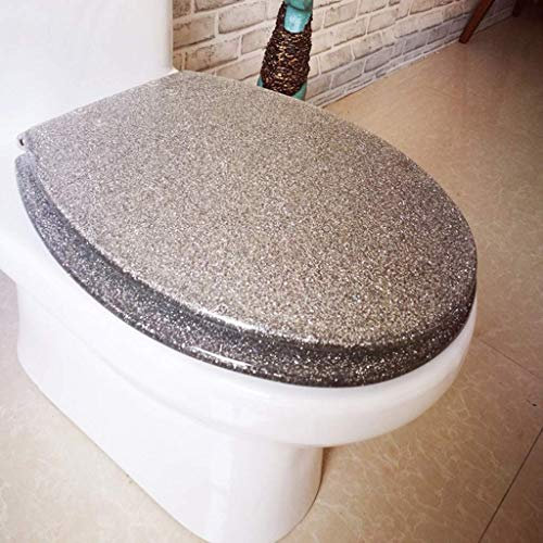 Silver Sparkle Resin Toilet Seat with Both Top & Bottom Fixing - Beautiful Bathroom Lid for Easy Installation and Stylish Upgrade