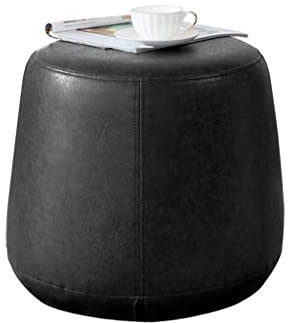 Stuhl, Leder Rund Ottman Pouf Kleines Rundes Schlafzimmer Ankleide Eitelkeit Hocker Schuh Sitzbank Fußstütze Fußhocker Für Wohnzimmer Schlafzimmer/Schwarz/43 * 41 * 50Cm