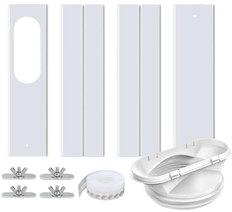 Kit Joint de Fenêtre Climatisation Mobile, Kit D'aération de Fenêtre en PVC pour Tuyau d'Échappement de φ 13 cm/15 cm, RéglableKit Calfeutrage Climatiseur pour 43-160 cm Fenetre