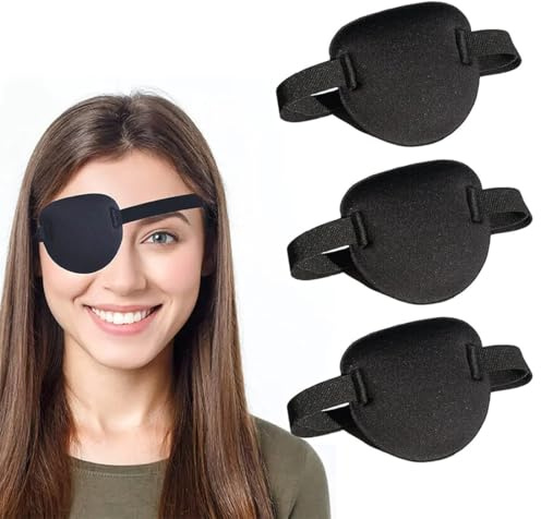 RAMGLYO 3 Pezzi Bende Oculari Mediche per Adulti e Bambini, Comode Patch Occhi per Bambini, Occhio Sinistro e Destro, Fase di Recupero Post-Operatoria, Uso Quotidiano