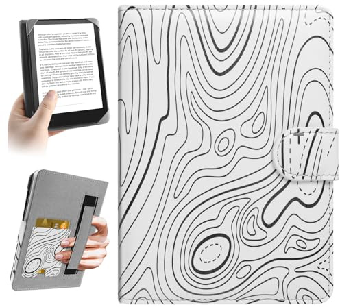 HoYiXi Universal Case for 6-6.8 inch E-Book Reader Compatible with 6.8 Kindle Paperwhite/6 All-new Kindle 2022&2019/Kobo Clara HD/Kobo Clara 2E,6 Protective cover Built-in pocket,Mountain white