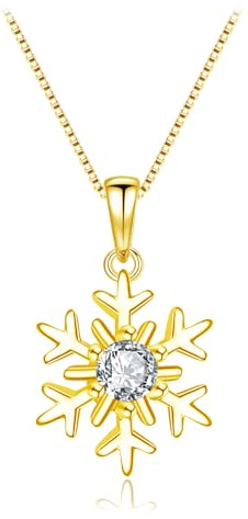 Cangall Silber Weihnachten Schmuck Set Damen, 925 Sterling Silber Schneeflocke Halskette & Ohrringe Set, Silber Weihnachts Schmuckset mit Zirkonia, 45cm Silberkette mit Anhänger & Ohrhänger Set