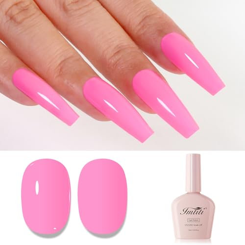 Imtiti Helles Rosa UV Nagellack, Gel Nagellack Soak Off LED Gel Nail Polish Frühling Sommer DIY Nagel Kunst Starter Maniküre Salon Gellack Kit 10ML