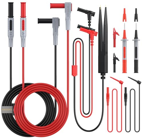 AMTOVL Multimeter Messleitungen Set 9-teiliges Multimeter-Testkabel mit Krokodilklemmen