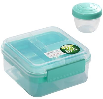 Happyaer Lonchera moderna de 2 capas con compartimento separado, con tapa segura para comidas diarias y picnics
