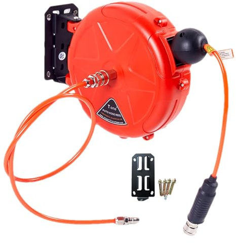 Hose Pipe Reel Automatic Rewind - Air Hose Reels | Retractable Hose Reel Wall Mount | Compressed Air Hose Reel | Garden Hose Reel | Spray and Swivel Bracket for Garden Garage Workshop Car Repair