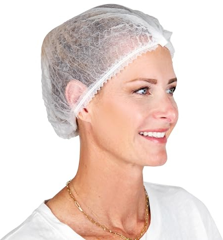 Einweg-Haarnetze für Damen und Herren, Vliesstoff, atmungsaktiv, für Küche, Salon, Krankenhaus, Premium-Hygiene-Haarnetze für Catering, Kochen, Haarstyling, Chirurgie, Weiß, 300 Stück, weiß, One size