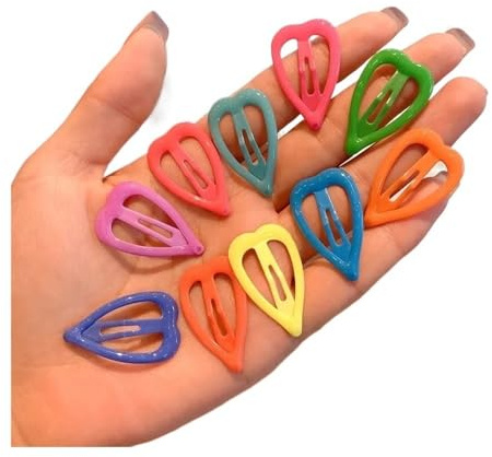 10 bunte Haarnadeln, leuchtet im Dunkeln, Herzform, Sternform, Haarspangen für Mädchen, Haarschmuck für Mädchen (zufällige 10 Stück, Herzform)