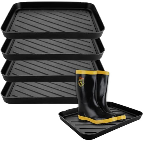 ZOFUN 4er Set Schuhabtropfschale groß, Schuh abtropfschalen 40 X 30X 3.5cm Abtropfschale Schuhwanne für Schuhe, wasserdichte Schuhwanne mit erhöhtem Rand für Regen, Herbst & Winter, Haus Garten