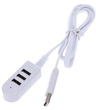Hub USB Encastrable 3usb 3a en Plastique, Concentrateur Multiport Compact | Ligne D’extension 1,2m, Charge hors Ligne, Transmission de Données Rapide, Blanc