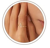 Turandoss Gold Initial Rings for Women Girls - Non Tarnish Dainty 14K Gold Plated Adjustable Letter Rings for Women Teen Girls, Stackable Thumb Pinky Fashion Unique Open Simple Birthday Gifts Jewelry
