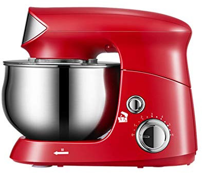 Pétrin, batteur sur socle, fouet à crochet pétrisseur 660 W, batteur électrique 6 vitesses, robot culinaire à tête inclinable avec bol en acier inoxydable de 3,5 L, rouge