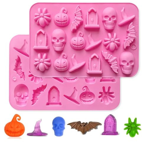 2 Pièces Halloween Chocolate Mould, Halloween Silicone Baking Mould à 36 Cavités, Halloween Moule de Cuisson pour Biscuits Fabrication Glaçons Bonbons Gelée Chocolat Décoration Gâteaux