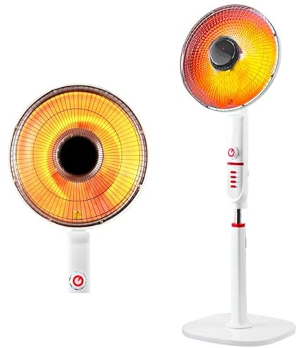 Stufa Elettrica a Piantana 500/1000W 2 Elementi in Fibra di Carbonio con Timer, inclinazione e Oscillazione a 90° Termoventilatore a Parabola per Riscaldamento Casa Rapido e a Basso Consumo Energetico