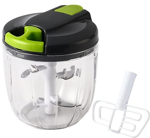 Zwiebelschneider, Vegetable Chopper, Multizerkleinerer Manuel (Grün) | Blitzhacker, Zwiebel Zerkleinerer mit Seilzug, für Gemüse, Zwiebeln, Knoblauch, Nüsse, Kräuter Oder Obst, Kunststoff