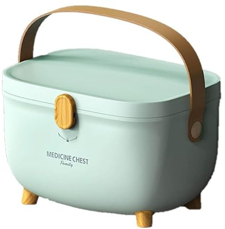 Severnier Medizinbox, Arzneimittel box, medicine box, Hausapotheke mit 2 compartments, medizin aufbewahrung, medikamenten organizer für arzneimittel für zu Hause, im Freien (L-Grün)