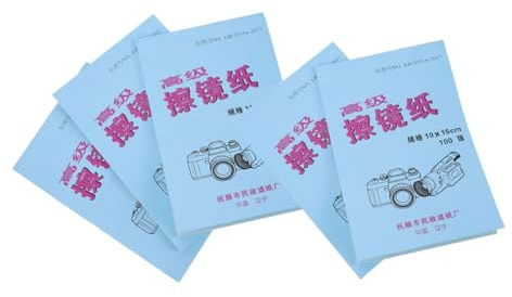 VALICLUD Lens Cleaning Paper Wipes for Eyeglasses and Optical Devices, 5 Books of 100 Sheets Each, Safe for Types of Lenses, Portable Convenience for Maintenance and Cleaning