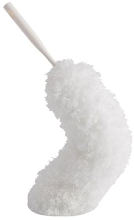 HINTRMENT Spolverino per Polvere in Fibra Bianco, Piumino Flessibile e Resistente alla Caduta, per Pulizia della Casa e Soffitti Bastone Telescopico