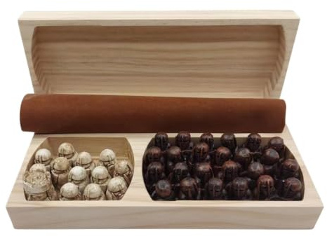 Genérico Juego De Aĵedrez Vikingo – Juego De Estrategia 3D De Resina | 37 Piezas Aĵedrez Medieval con Tablero De Cuero 22x22cm | para Niños Adultos Viajes Entretenimiento Familiar Regalo