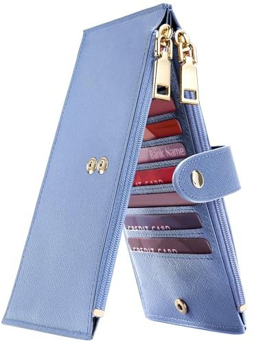 Travelambo RFID Wallet Women Large Size Bifold Multi Card Wallet Case with Zipper Pocke Credit Card Holder for Women