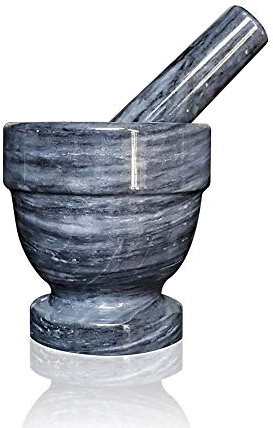 CBAM Mortero clásico mármol gris Mortero Grey Marble Mortar Pestle Home 10 x 10 cm