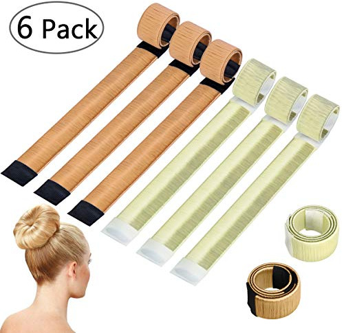 6 Stück Hair Bun Maker, Natürlich Magic DIY French Twist Hairstyle Haar Dutt Maker Dutt Hilfe Band für Frauen Mädchen（Braun, Blonde）