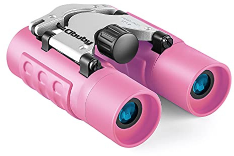 Obuby Real Binoculars for Kids Gifts for 3-12 Years Boys Girls 8x21 High-Resolution Optics Mini Compact Binocular Toys Shockproof Folding Small Telescope for Bird Watching,Travel, Camping, Pink