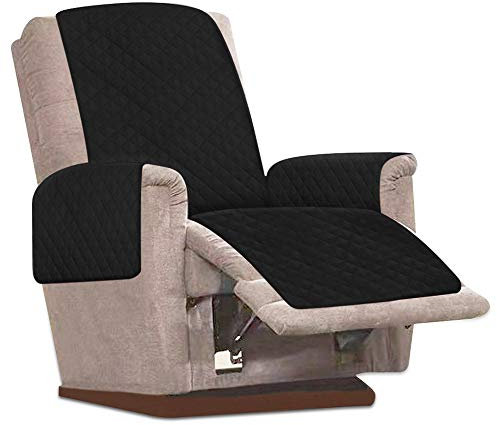 JTWEB Sesselschoner Sesselauflage Relax mit rutschfest, 1 Sitzer Sesselschutz Sofaüberwurf mit 2.5 cm Breiten verstellbaren Trägern (Schwarz)