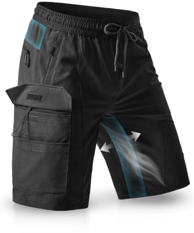 Wespornow Pantaloncini Uomo Bermuda con 5 Tasche, Pantaloncino Ciclismo MTB Sportivo da Esterno Rapido Asciugamento, Biciclette Shorts Funzionale Stretch per Lavoro Escursionismo e Trekking
