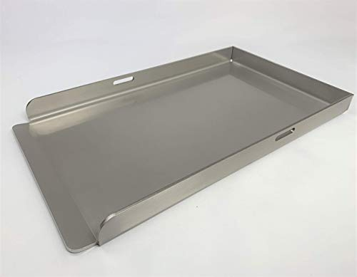 EWH Premium BBQ Grillplatte Plancha aus 4 mm Edelstahl 1.4301 Größe: Medium 43,5 x 26 cm mit optionalen Plattenhebern (Deutsche Fertigung)