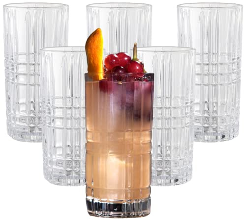 Kadum Lot de 6 verres à eau taillés en cristal de 360 ml - Passe au lave-vaisselle - Verre à eau taillé