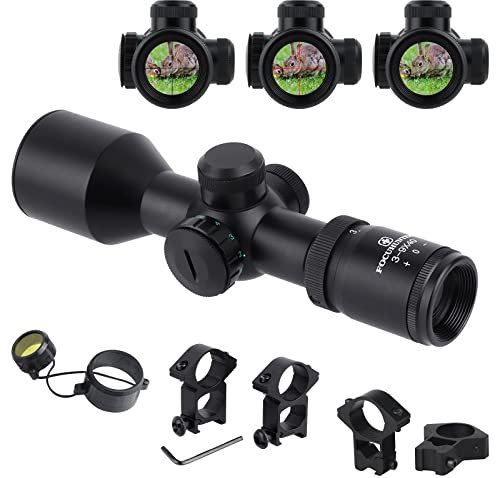 FOCUHUNTER 3-9x40E Cannocchiale da puntamento Rifle Scope tattico Mirino Ottico Compatto con Anelli di Montaggio Weaver/Picatinny da 20 mm e copriobiettivo per Gli Sport all'Aria Aperta